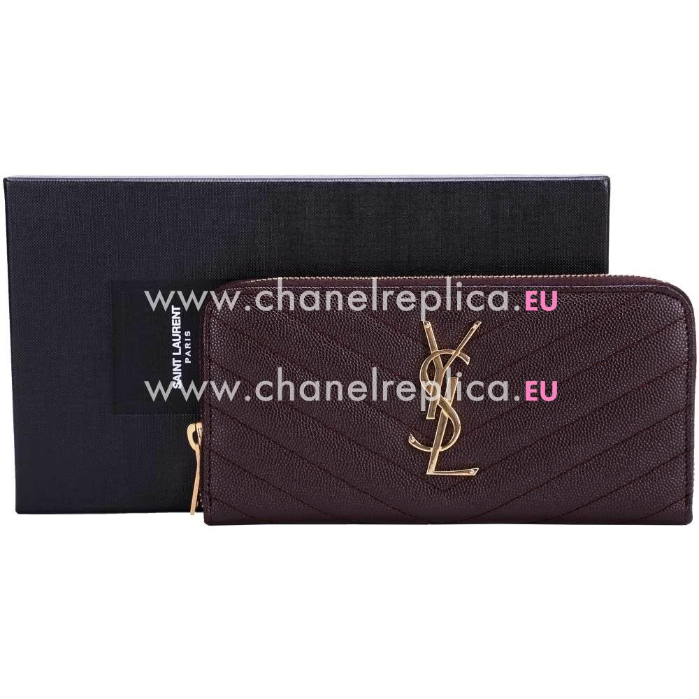 YSL Saint Laurent Monogram Y Cavar Calfskin Wallets In Burgundy YSL5720678