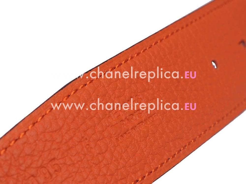 Hermes Smill H Buckle Nero Orange Togo Leather Two-sided Belt H532721