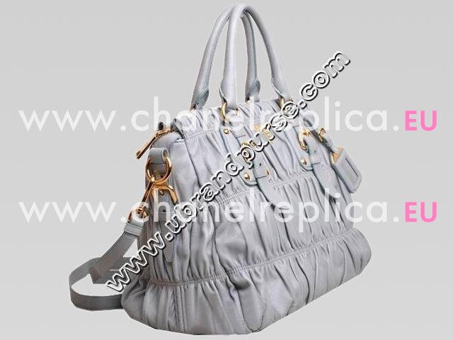 Prada Nappa Gaufre Lambskin Handbag In Grey P309244