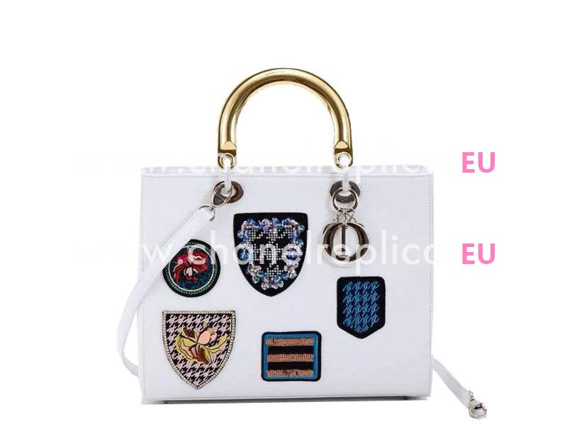 Lady Dior Lambskin With Medals Bag In White 164658