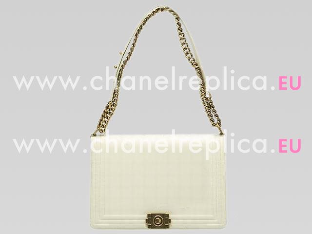 Chanel Boy Jumbo Lambskin Bag Antique-Gold Hardware Ivory A33288