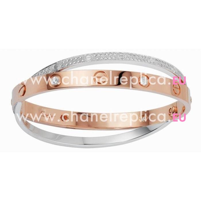Cartier Love Diamond 18K White/pink Gold Bracelet CR7082416