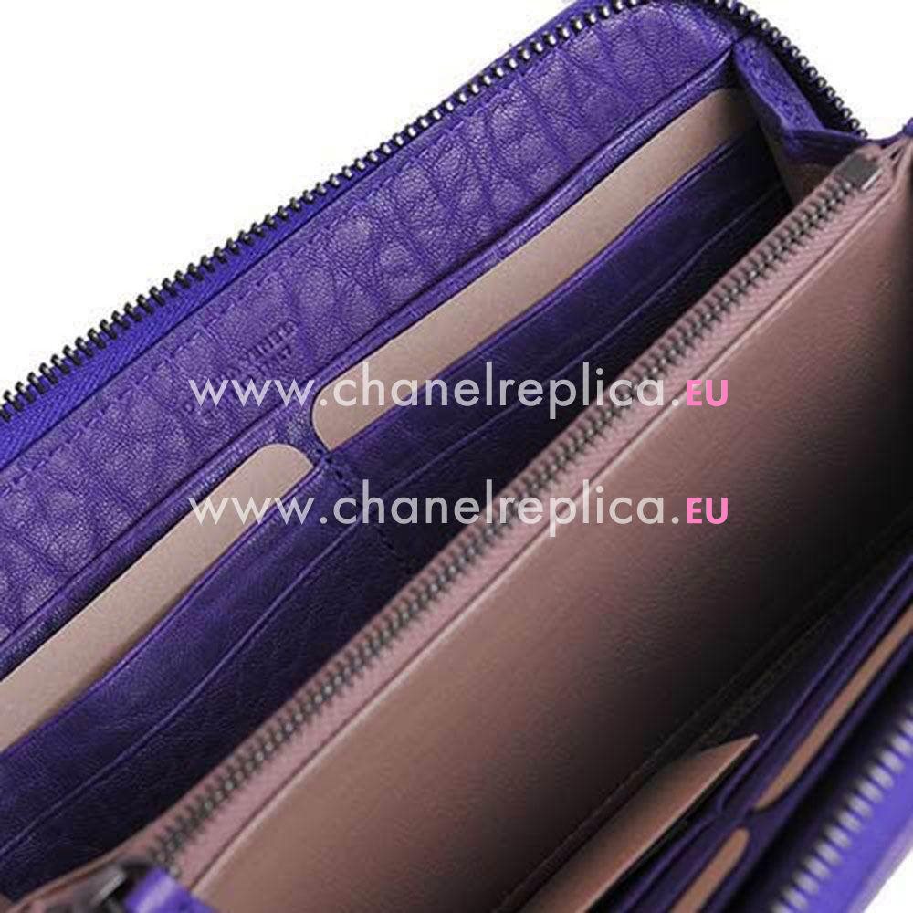 Bottega Veneta Classic Weave Zipper Nappa Wallet In Purple B6110724