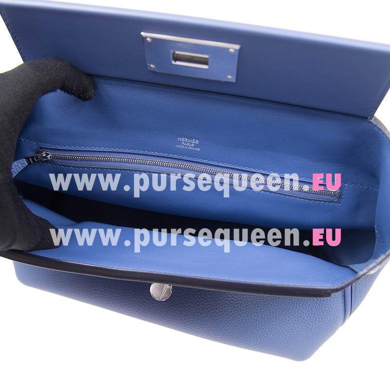 Hermes Togo Leather Palladium Plated Hardware 24/24 29cm Bag In 7E Blue 242429CMAATG