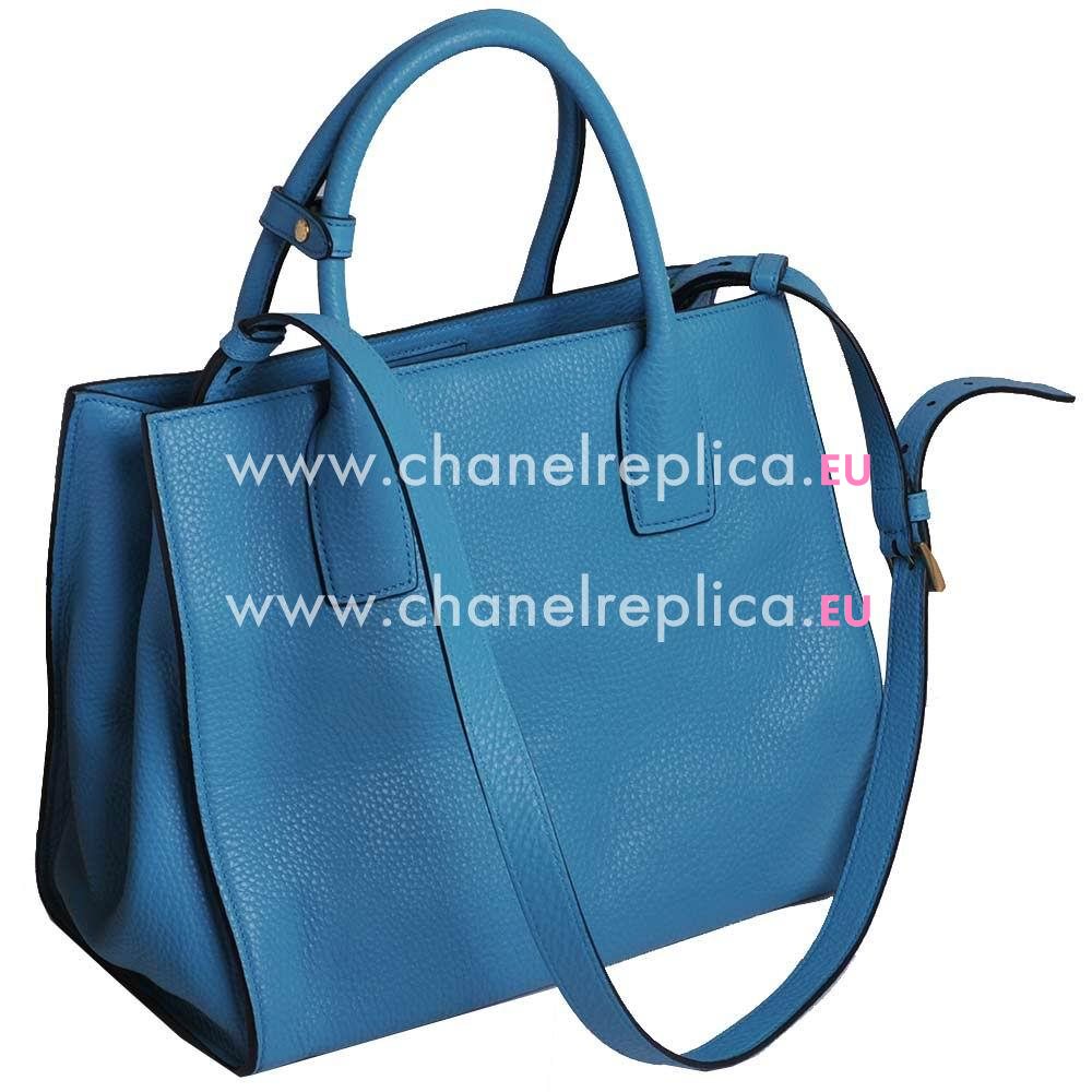 Prada Soft Saffiano Triangle Logo Cowhide Handle/Shoulder Bag Blue PR512266
