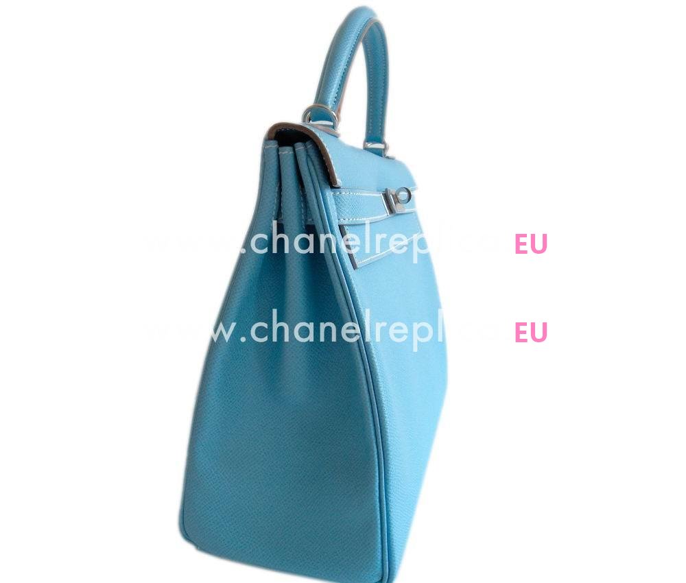 Hermes Kelly 32cm Celeste Blue Epsom Leather Candy Palladium Hardware Handbag HK1032CKE