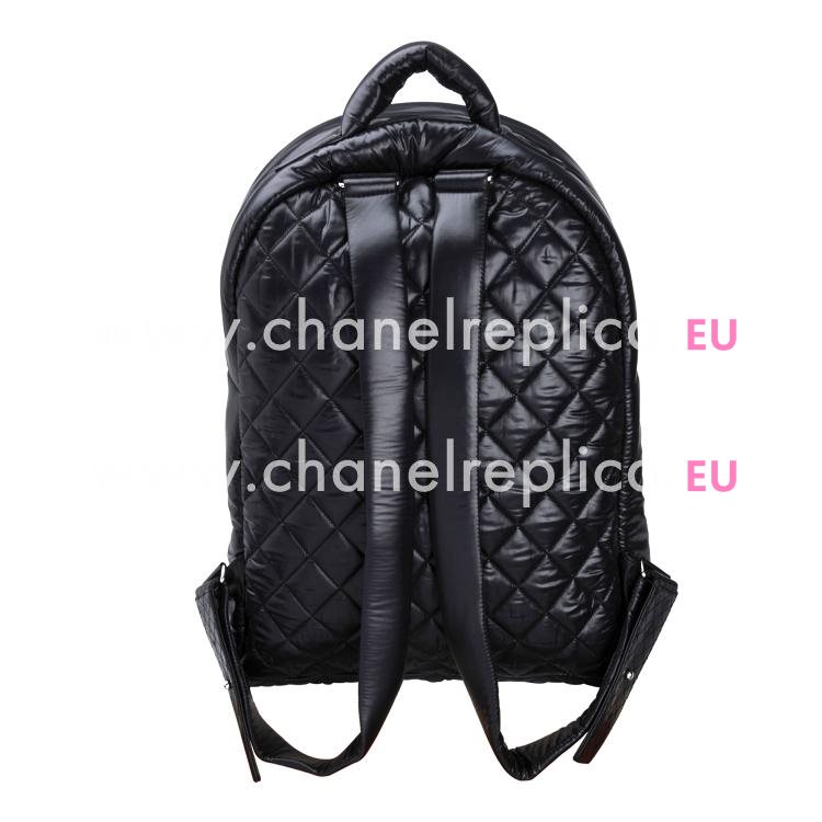 Chanel Black Nylon Silver Chain Backpack A92886NL