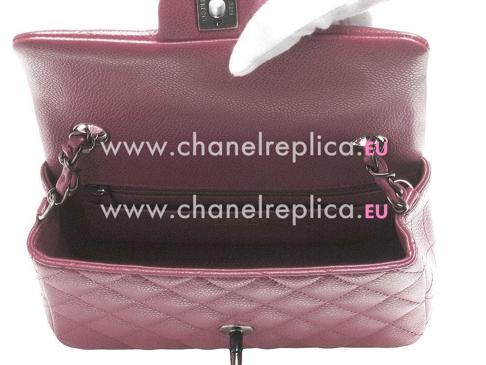 Chanel Caviar Mini Classic Flap Bag Purple Anti-silver A69900C-PIN-PINKPU