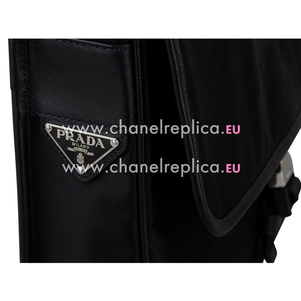 Prada Classic Triangle Logo Nylon Message Bag Black P7021605