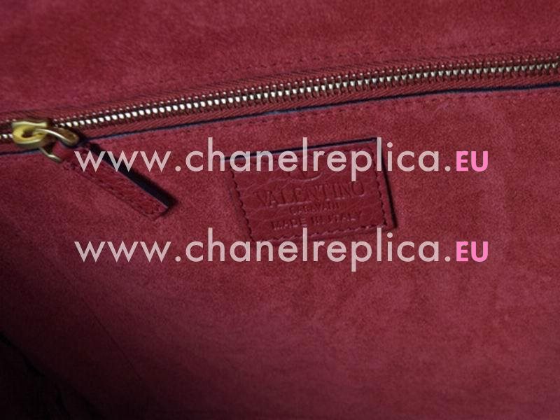 Valentino Calfskin Double Handle Tote Bag Red VA54367