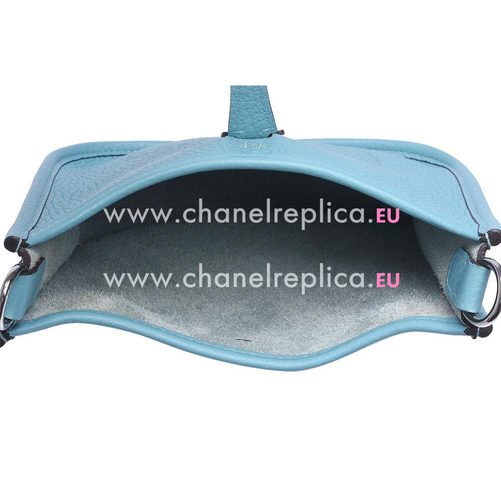 Hermes Evelyne Mini Aqua Blue Clemence Palladium Hardware Bag H056276LBR