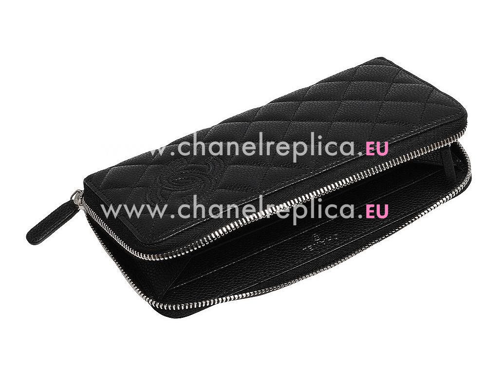 Chanel Caviar CC Logo Long Wallet In Black C57877