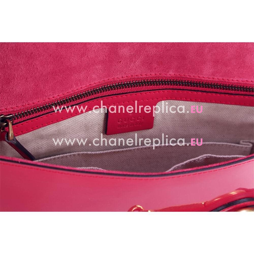 Gucci GG Calfskin Patent Leather Clutch In Peach Red G446926