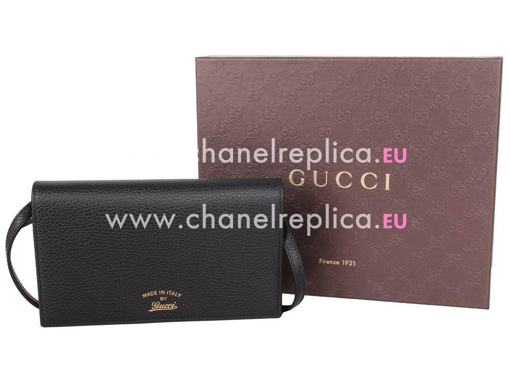 Gucci Classic GG Calfskin Leather Clutch In Black G368231