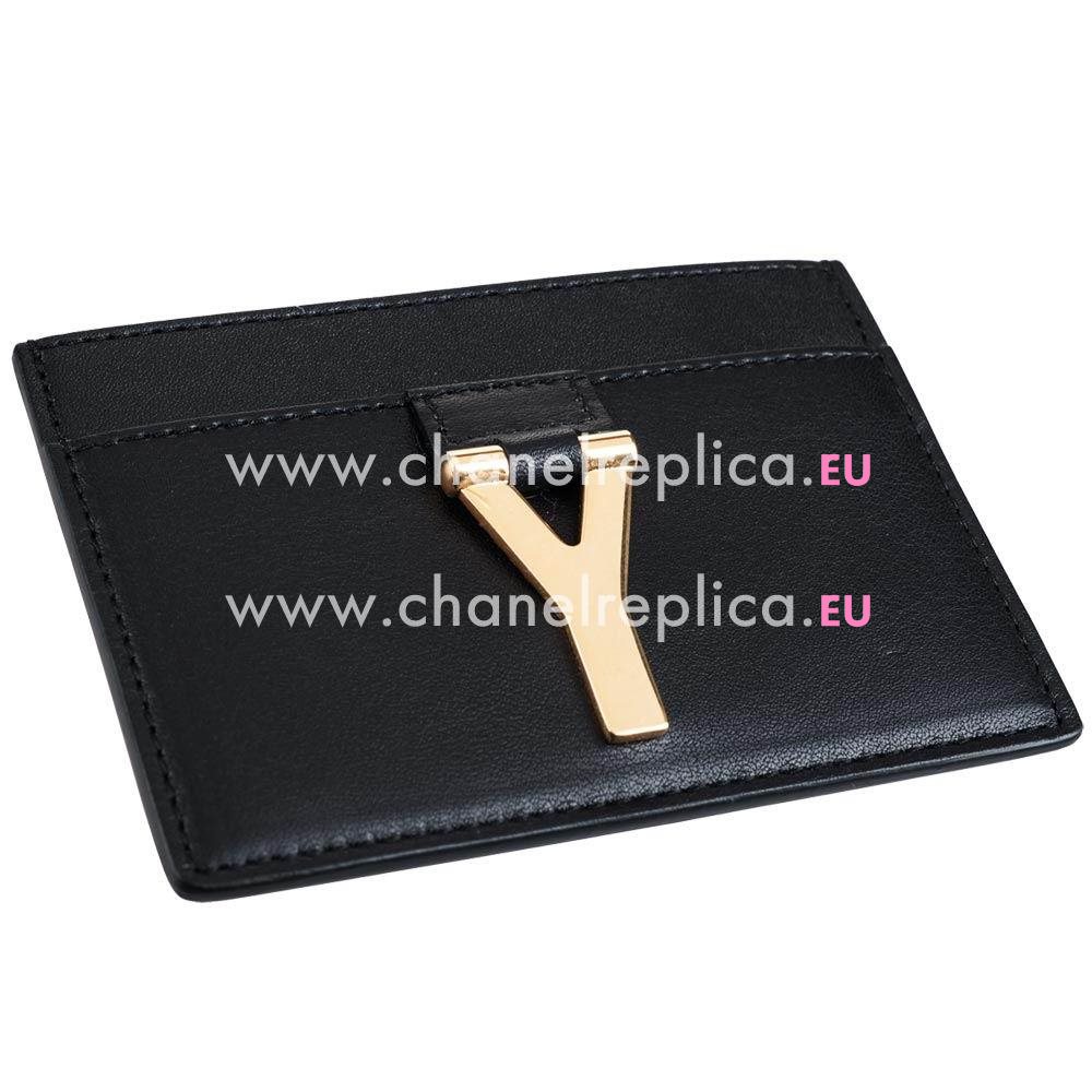 YSL Saint Laurent Paris Caviar Calfskin Y Cardcase In Black YSL5145578