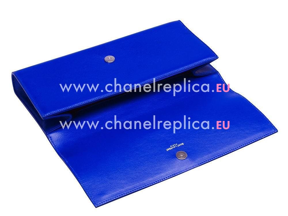 YSL Clutch Y Calfskin HandBag In Jewelry Blue YSL5173993