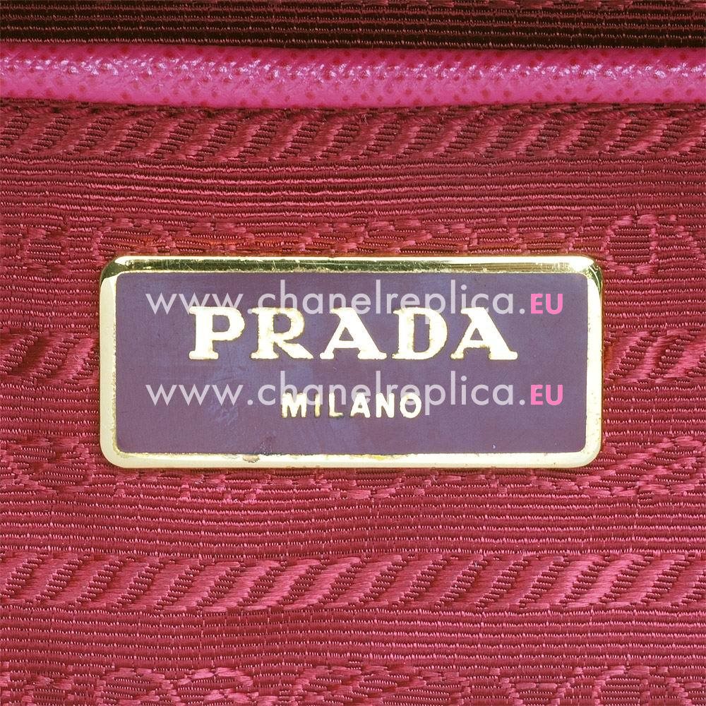 Prada Saffiano Cowhide Lady Large Shopping Tote Bag Peach Red PR586E14