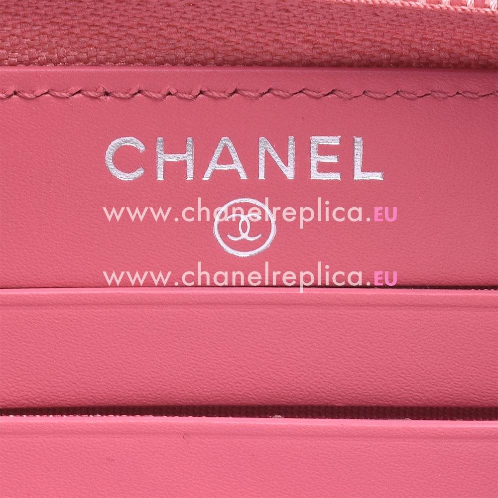 Chanel Caviar Leather CC Logo Wallet Pink C664015