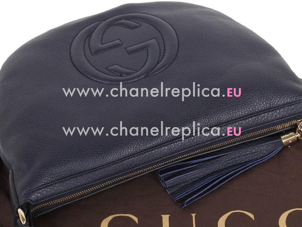 Gucci Soho Working Tote Calfskin Shoulder Bag Dark Blue G5106590