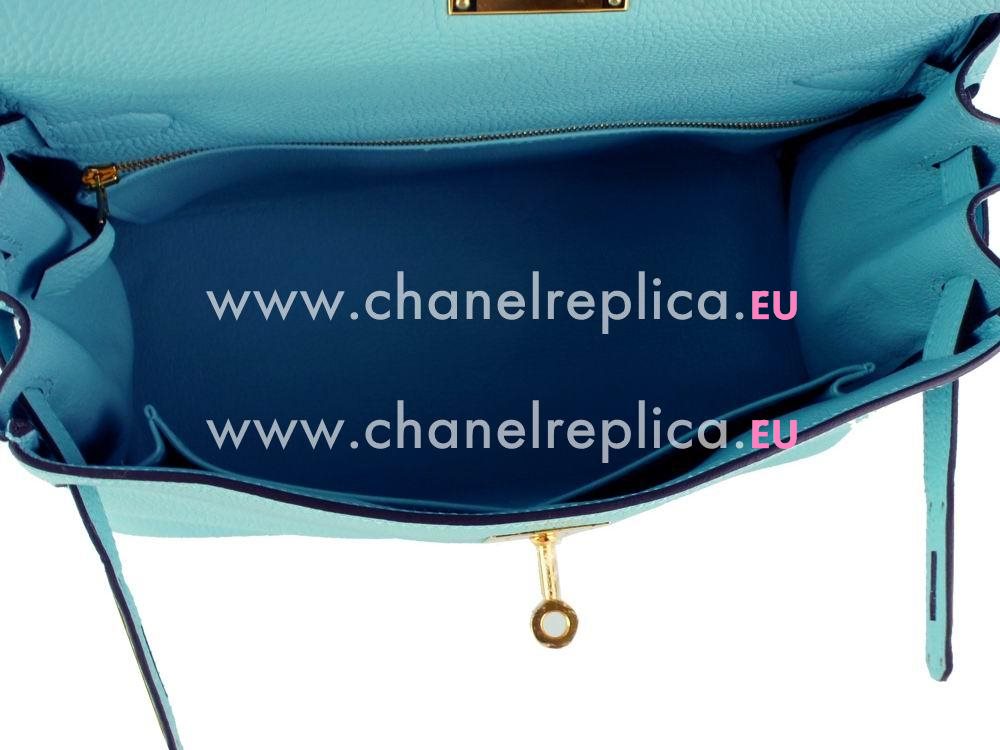 Hermes Kelly 28cm Blue Atoll Togo Leather Gold Hardware Handbag HK1028PTG