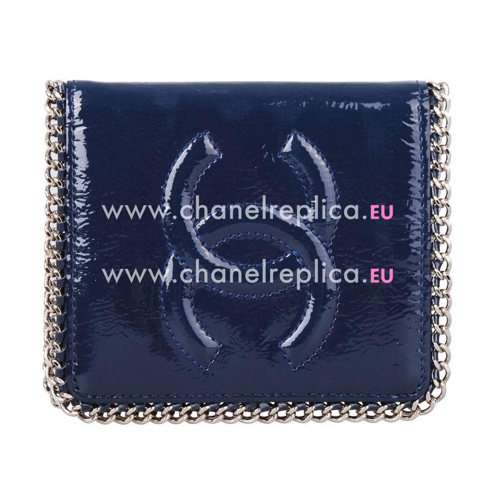 Chanel Classic Calfskin Patent Leather Wallet Sea Blue C6112113