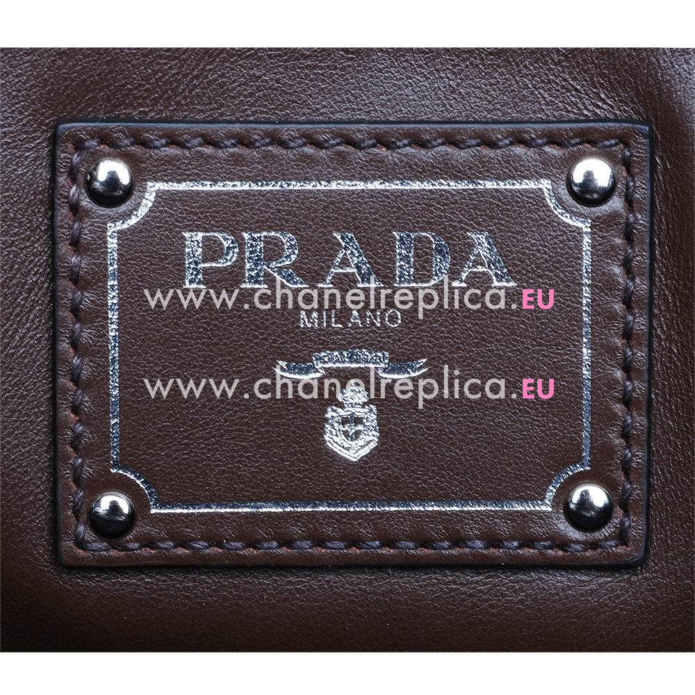 Prada Soft Calf Relievo Logo Calfskin Should/handbag Brown/Black PR493938