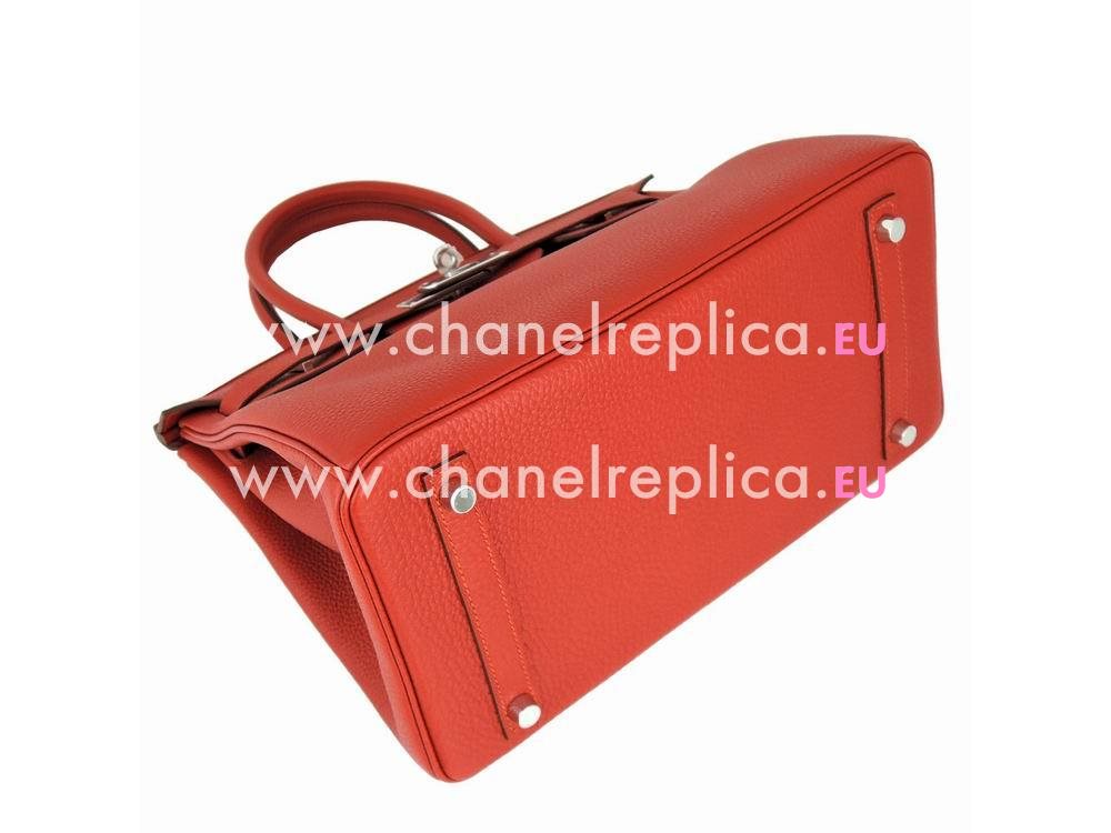 Hermes Birkin 30 Orange Red 5E Togo Leather Palladium Hardware Hand Sewing BK30-5E-TG-R-N