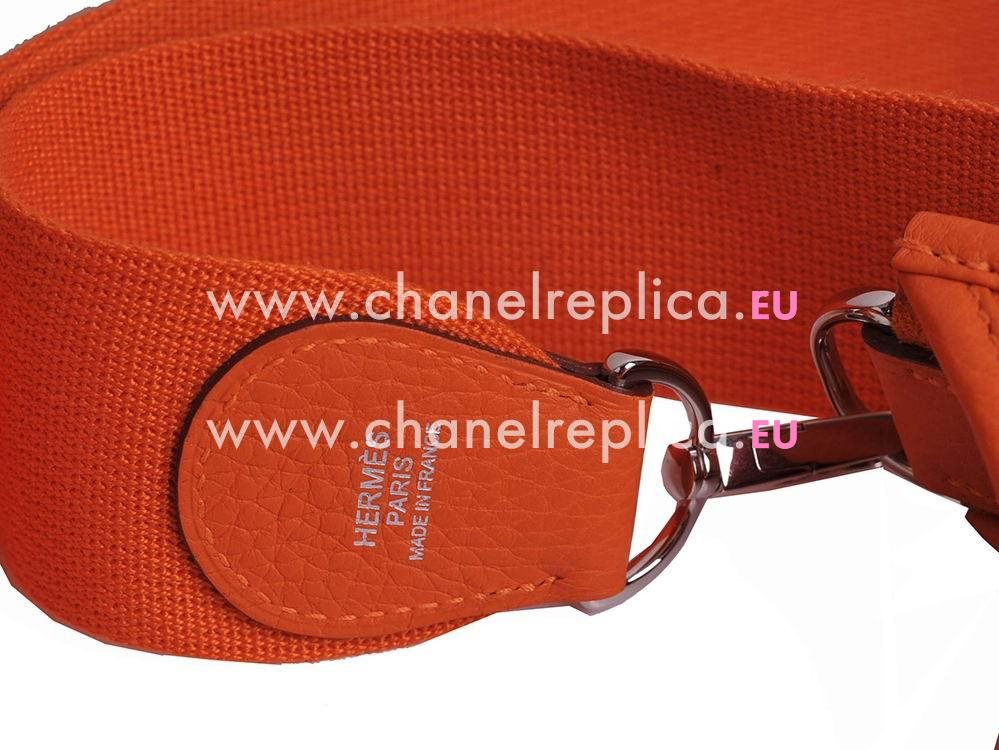 Hermes Togo Leather Evelyne Bag Palladium Hardware Orange H056277CK