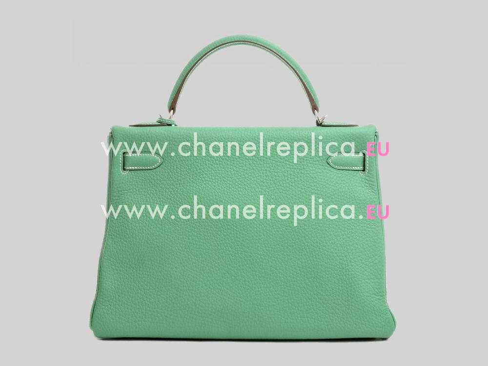 Hermes Kelly 32cm Clemence Leather Palladium Hardware Green H10489