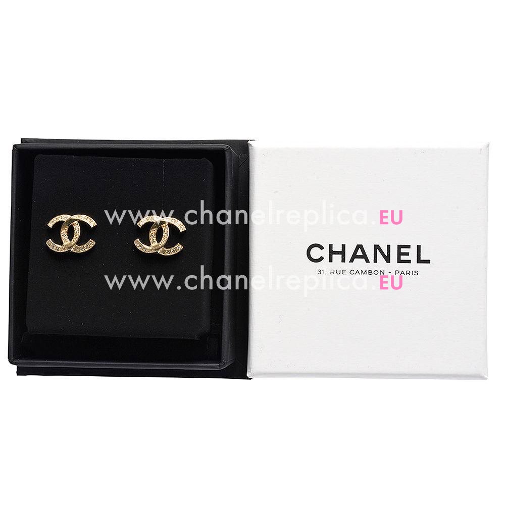 Chanel Double CC Logo Metal/Crystal Earring Gold FE725357