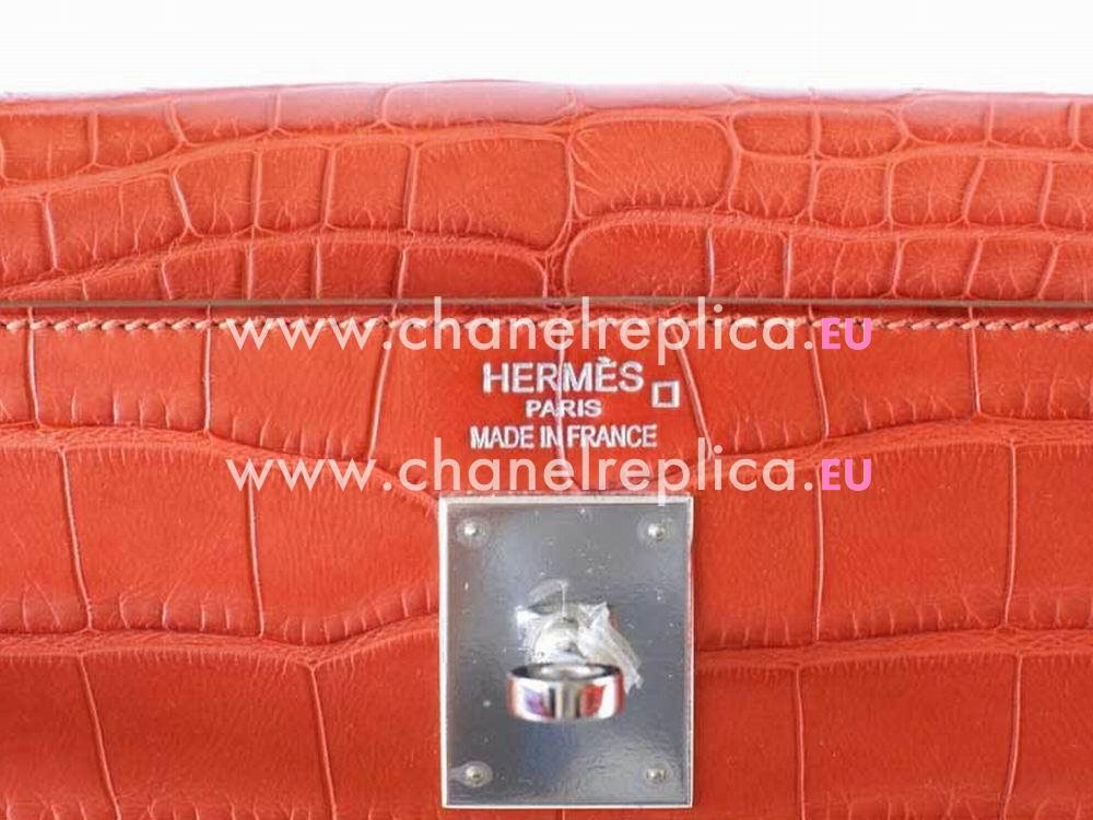 Hermes Kelly 35 Sanguine Matte Alligator Palladium Hand Sew Bag HK1035SAS