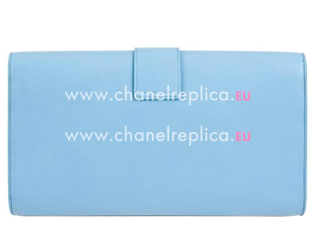 YSL Chye Leather Clutch Y Calfskin Small Bag In Light Blue YSL4889537