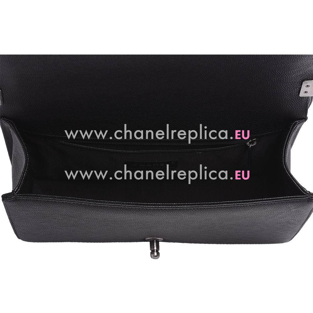 Chanel Caviar Anti-Silver Chain 28cm Boy Bag Black A566481D