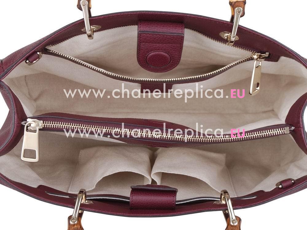 Gucci Bamboo Swing Calfskin Handle Bag In Purple Red G541914