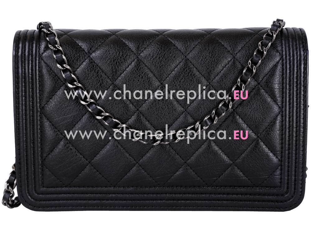 Chanel Lambskin Anti-Silver Chain Boy Bag Black A54768