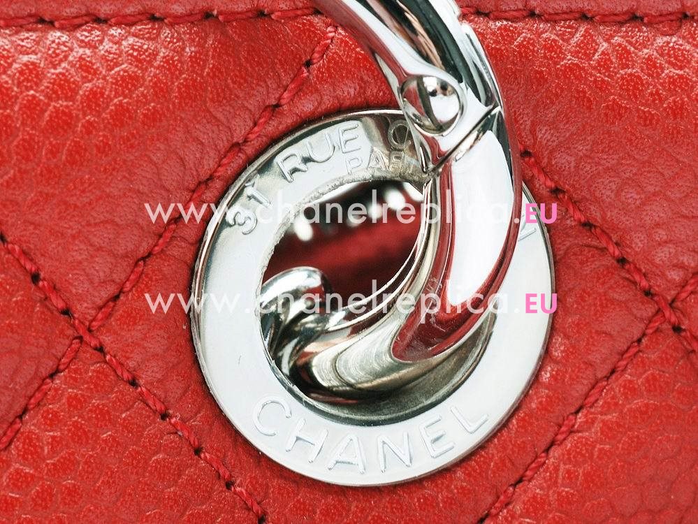 CHANEL Caviar Large Grand Shopper Tote Bag Red(Silver) A548285