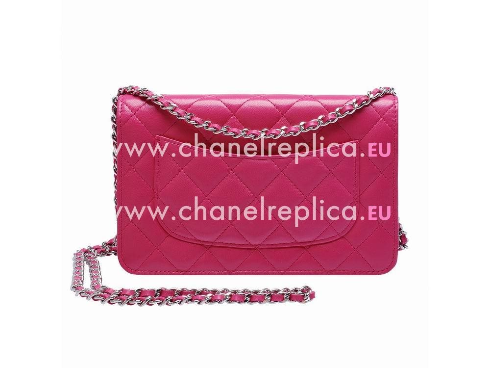 Chanel Lambskin Silver Chain Woc Bag Hot-Pink A51258