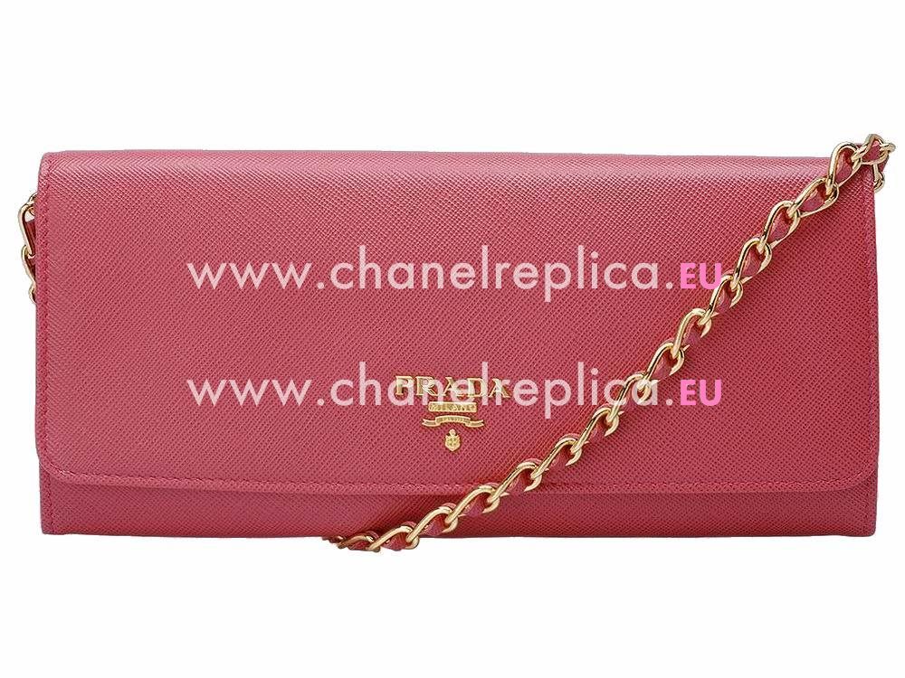 2013 Prada Autumn Cowhide Leather Cluch Rose Pink P463900