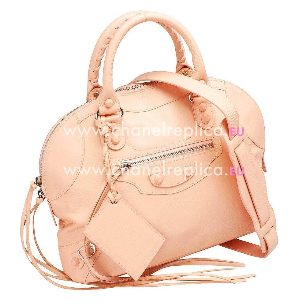 Balenciage Bowling Lambskin Silvery hardware Classic Mini Bag Pink B2055066