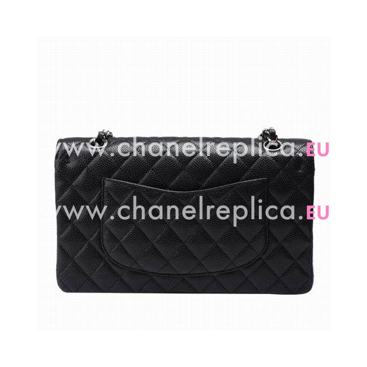 Chanel Medium Caviar Double Flap Bag Black(Silver) A01112-3