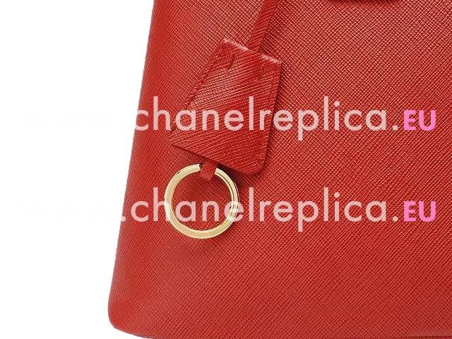 Prada Lux Saffiano Classic Triangle Logo Cowhide Handle/Shoulder Bag Red P415570