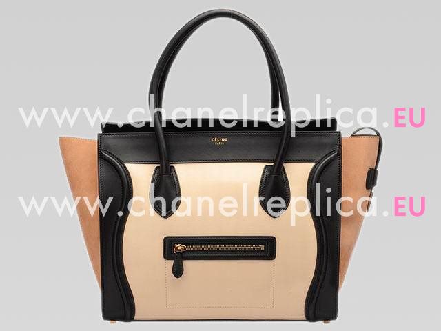 Celine Calfskin Nano Luggage Bag Black/Hami Melon CE40273