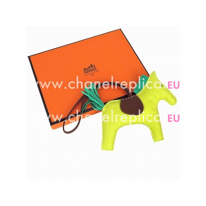 Hermes Horse Sheepskin Handbag Hanging Omarment In Yellow H519989