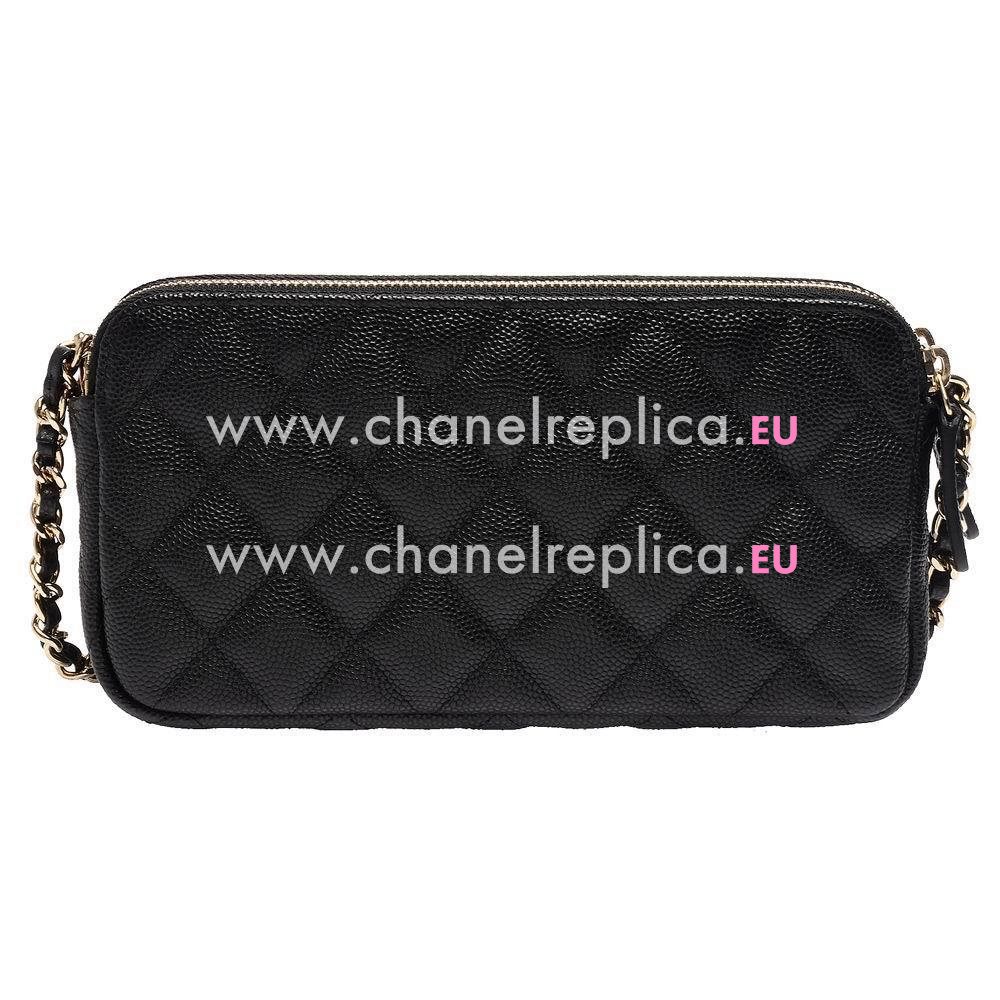 Chanel Classic Ceramics Gold Chain Caviar Calfskin Shoulder Bag Black C6112110