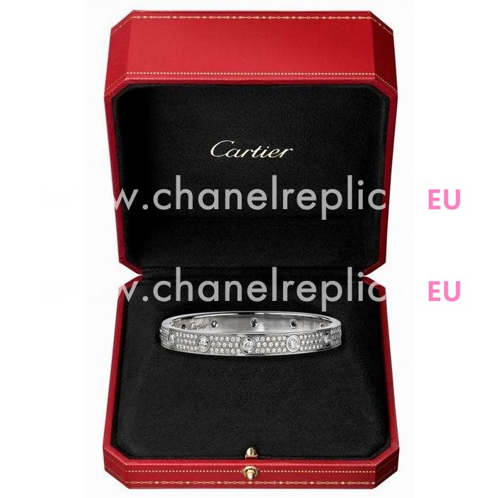 Cartier Love Diamond-Paved 18K White Gold Bracelet CR7082404