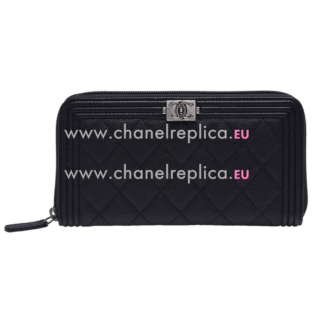 Chanel Caviar Calfskin Boy Zipper Wallet Yellow C7041503