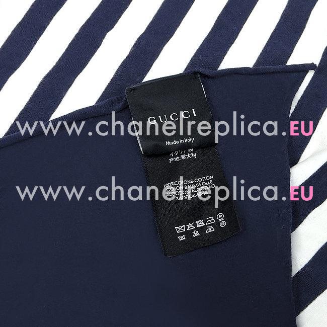 Gucci Classic GG Logo Blue Stripe Wool Scarf G7022305