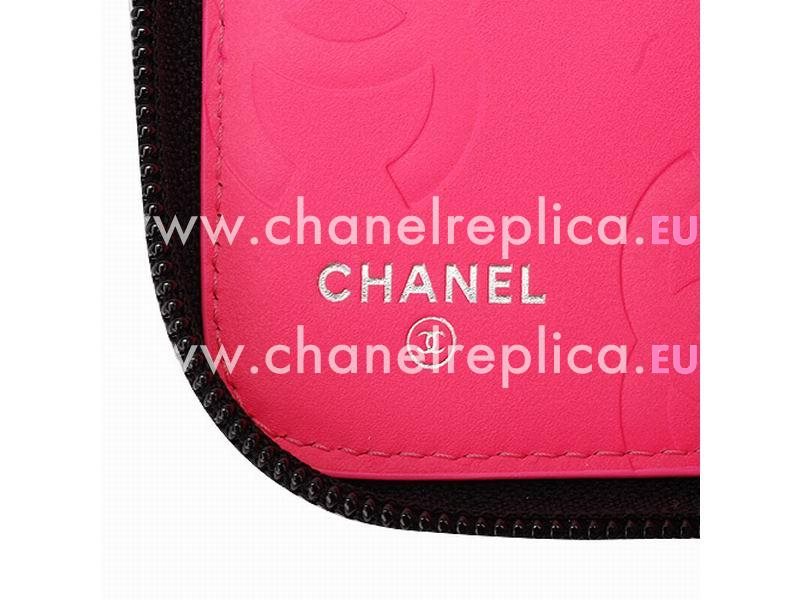 Chanel Cambon CC Logo Patent Leather Wallet Black-Pink A26710