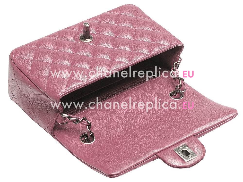 Chanel Caviar Mini Classic Flap Bag Purple Anti-silver A69900C-PIN-PINKPU