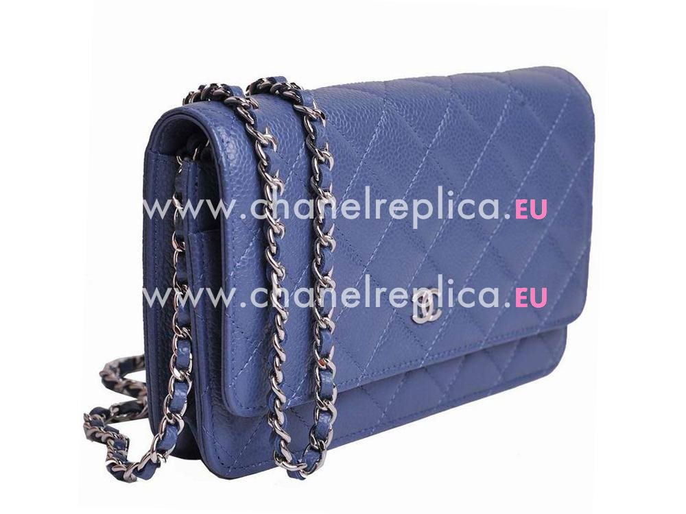 Chanel Lambskin Silver Chain Woc Bag Blue A33814BL